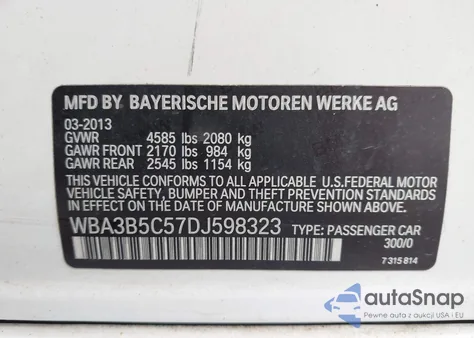 2013 BMW 328I xDrive from USA, damaged, VIN WBA3B5C57DJ598323